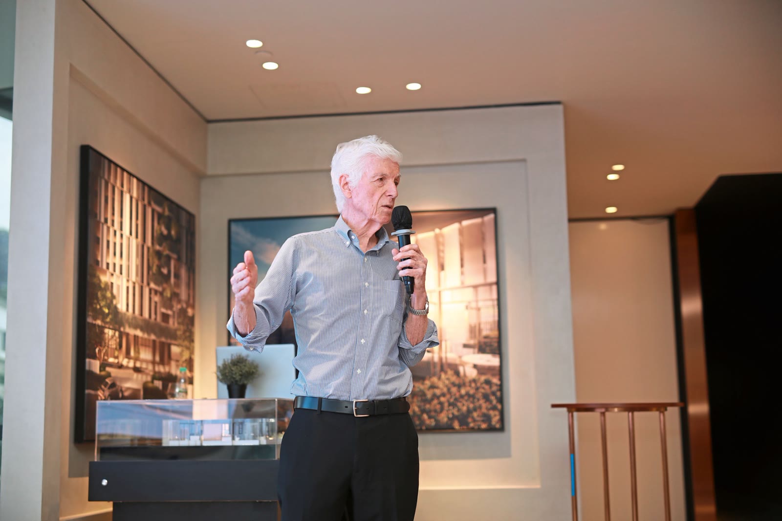 A speaker at a property preview